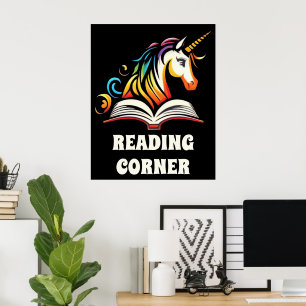 Lesewinkel Regenbogen-Einhorn Poster