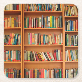 Lesewortlesung der virtuellen Bibliothek Rechteckiger Pappuntersetzer