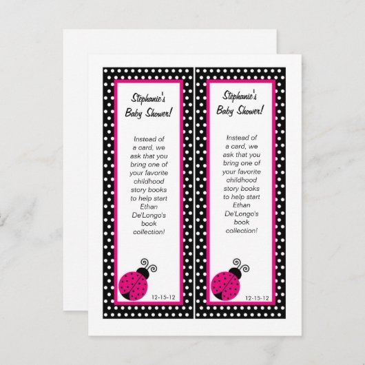 Lesezeichen Black Spring Time Lady Bug Einladungspostkarte (Vorne/Hinten)