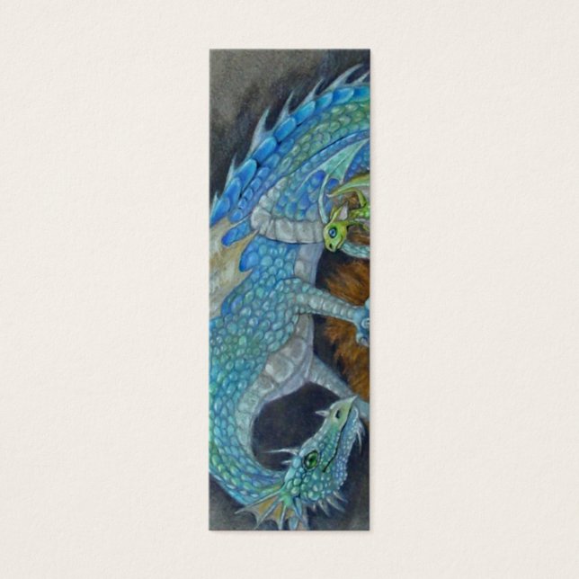 LESEZEICHEN - Blauer Drache (Vorderseite)