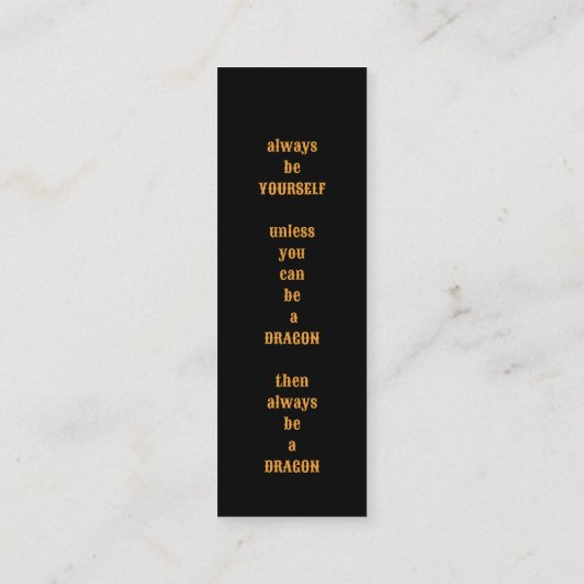 Lesezeichen "Buchdrache" Mini Visitenkarte (Rückseite)