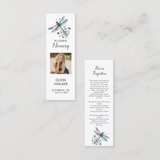 Lesezeichen der Beerdigung der Libellen, Friedhof- Mini Visitenkarte (Vorne/Hinten)