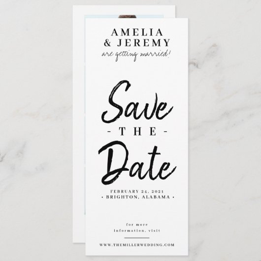 Lesezeichen Foto Stand l Fun Save the Date Hochzei Einladung (Vorne/Hinten)