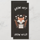 Lesezeichen Fox mit Journal - "Aufwachsen? Grow Wi Menükarte (Vorne/Hinten)