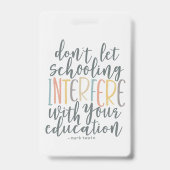 Lesezeichen für die Bildung von Homeschoools Ausweis (Back)