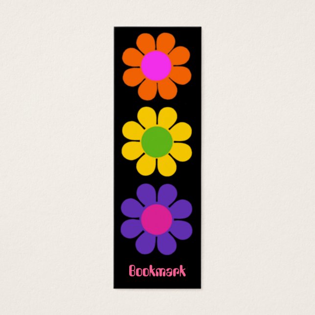 Lesezeichen für Retro-Blume Power (Vorderseite)