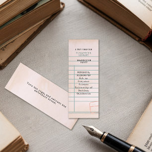 Lesezeichen für Vintage Bibliothekskarte mit benut Mini Visitenkarte