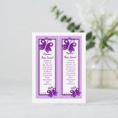 Lesezeichen Hochzeitskleid Lila Frühlingsschmetter Einladungspostkarte (Stehend Vorderseite)