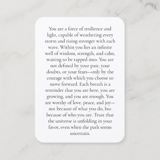 Lesezeichen Inspirational Visitenkarte (Rückseite)