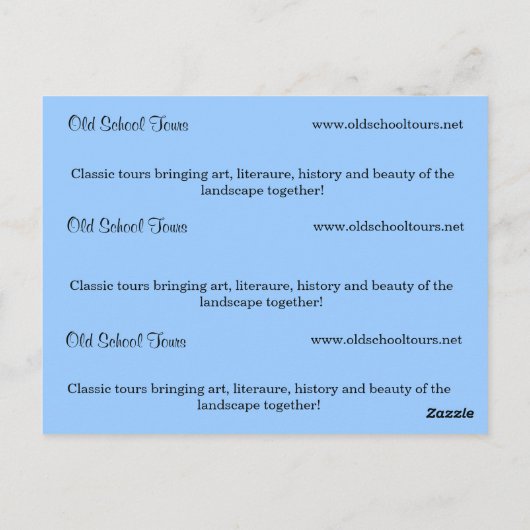 Lesezeichen/Visitenkarten Postkarte (Rückseite)