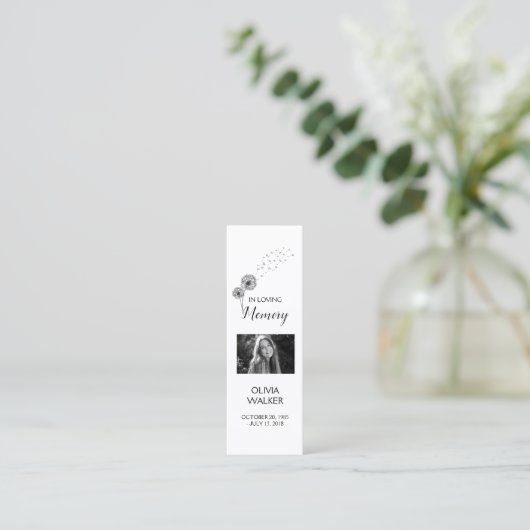 Lesezeichen-Vorlage für Beerdigung, Beerdigungswah Mini Visitenkarte (Stehend Vorderseite)