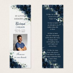 Lesezeichen zur Beerdigung von Navy Blue Floral Fo