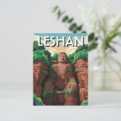 Leshan Großer Buddha China Reise Postkarte (Stehend Vorderseite)