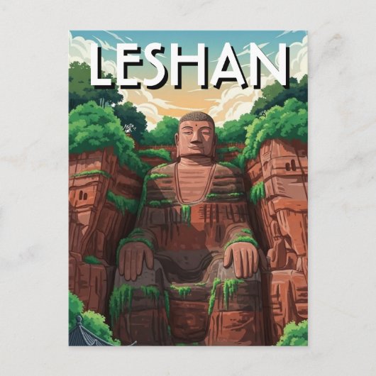 Leshan Großer Buddha China Reise Postkarte (Vorderseite)