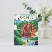 Leshan Großer Buddha China Reise Postkarte (Stehend Vorderseite)