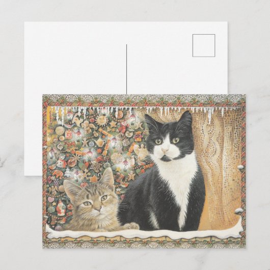 Lesley Anne Ivory Christmas Cat Postcard Postkarte (Vorne/Hinten)