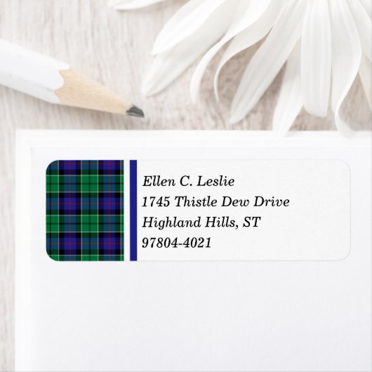 Leslie Clan Royal Blue und Green Scottish Tartan (Insitu)