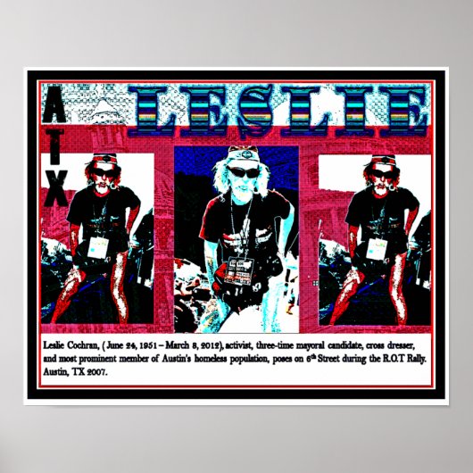 Leslie Cochran, Obdachlos, Cross-Dressing, Aktivis Poster (Vorne)