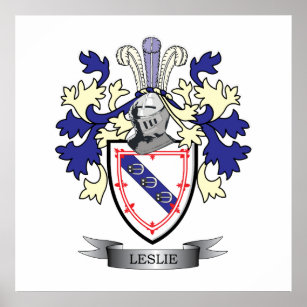 Leslie Family Crest Coat of Arms Poster