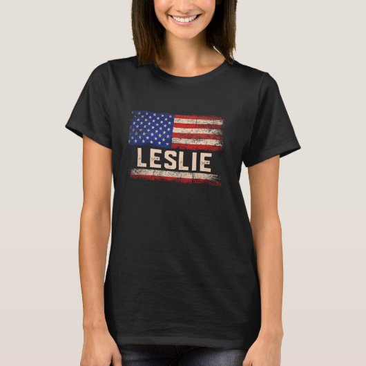 Leslie First Name Shirt Leslie Name American Flag (Vorderseite)