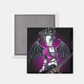 "Leslie" Gothic Guitar Fairy Art Magnet (Vorderseite/Rückseite)