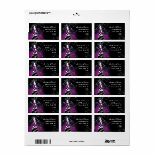 "Leslie" Gotische Gitarrenmärchen Adressaufkleber (Vorne)