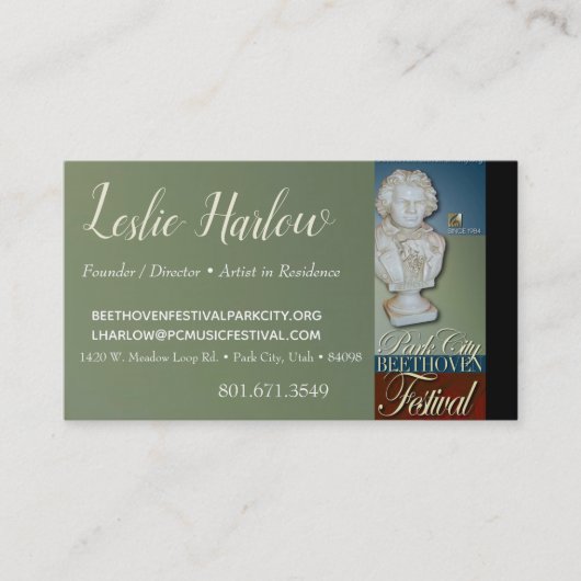 Leslie Harlow Festival Business Card Visitenkarte (Vorderseite)