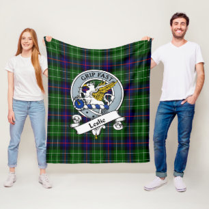 Leslie Hunting Clan Abzeichen Tartan Kariert Fleecedecke