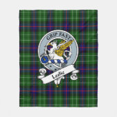 Leslie Hunting Clan Abzeichen Tartan Kariert Fleecedecke (Vorderseite)
