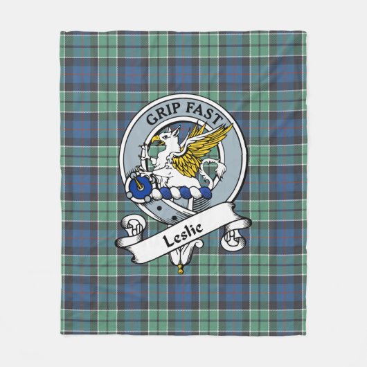 Leslie Jagd Ancient Clan Abzeichen Tartan Kariert Fleecedecke (Vorderseite)