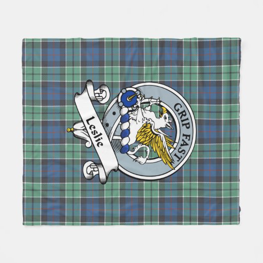 Leslie Jagd Ancient Clan Abzeichen Tartan Kariert Fleecedecke (Vorderseite (Horizontal))