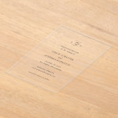 Leslie Monogram Elegant Wedding Save the Date Acryleinladungen (Ablage )