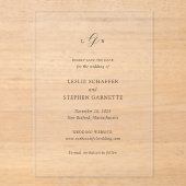 Leslie Monogram Elegant Wedding Save the Date Acryleinladungen (Vorderseite)