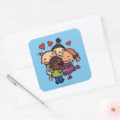 Leslie Patricelli Group Hug mit Freunden Quadratischer Aufkleber (Umschlag)
