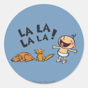 Leslie Patricelli Singing Baby mit sonnigen Slippe Runder Aufkleber