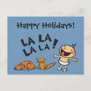 Leslie Patricelli Singing Baby with Bunny Slippers Feiertagspostkarte