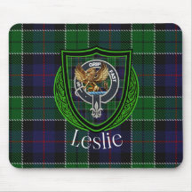 Leslie-Schottischer-Clan-Tartan und -Wappen