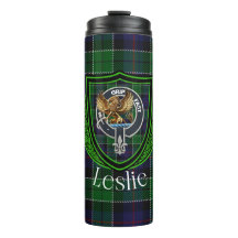 Leslie-Schottischer-Clan-Tartan und -Wappen