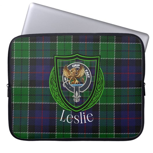 Leslie Scottish Clan Tartan and Crest  Laptopschutzhülle (Vorderseite)