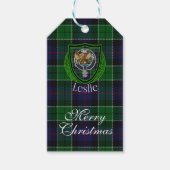 Leslie Scottish Clan Tartan & Crest Geschenkanhänger (Vorderseite)