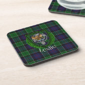 Leslie Scottish Clan Tartan & Crest Getränkeuntersetzer (Linke Seite)