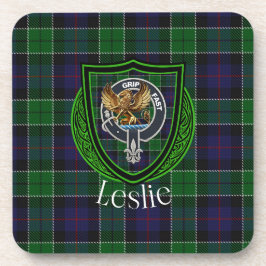 Leslie Scottish Clan Tartan & Crest Getränkeuntersetzer