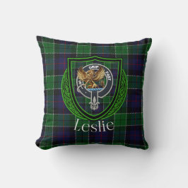 Leslie Scottish Clan Tartan & Crest Kissen