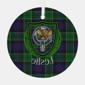Leslie Scottish Clan Tartan & Crest Ornament Aus Glas (Rückseite)