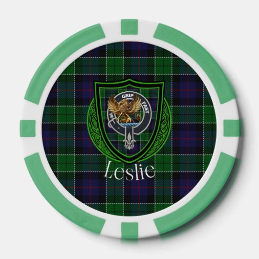 Leslie Scottish Clan Tartan & Crest Pokerchips (Vorderseite)