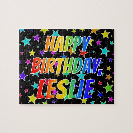 "LESLIE" Vorname, Spaß "GLÜCKLICHER GEBURTSTAG" Puzzle (Horizontal)