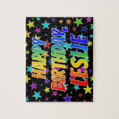 "LESLIE" Vorname, Spaß "GLÜCKLICHER GEBURTSTAG" Puzzle (Vertikal)