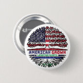 Lesotho American USA Tree Roots Flag Button (Vorne & Hinten)