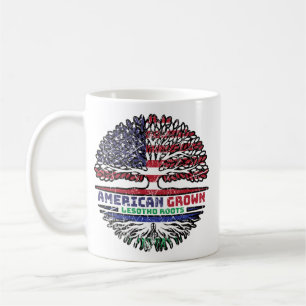 Lesotho American USA Tree Roots Flag Kaffeetasse