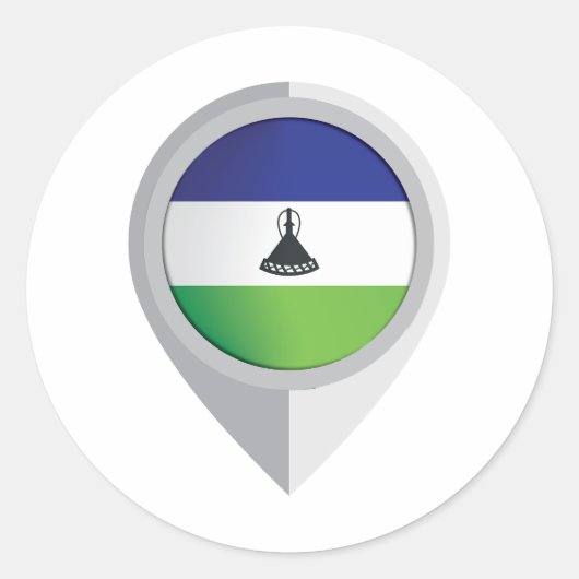 Lesotho Button Location Flag Runder Aufkleber (Vorderseite)